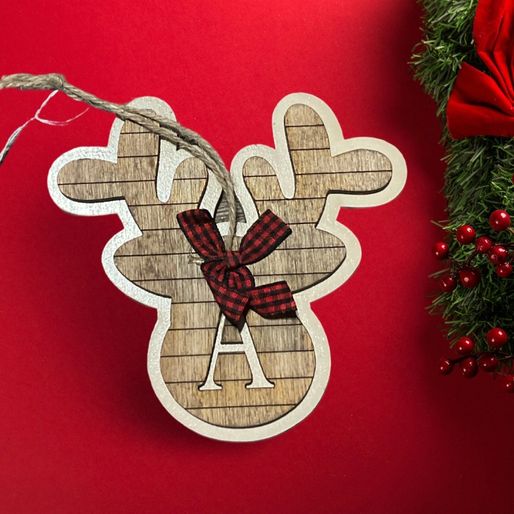 Rustic Charm Reindeer Letter Ornaments